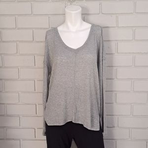 Gibson Look Grey Oversized Waffle Knit Long Sleeve Top. Size XS NWT